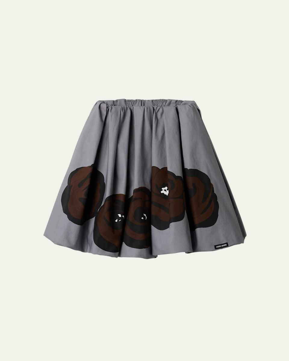 Rose Print Knee Skirt